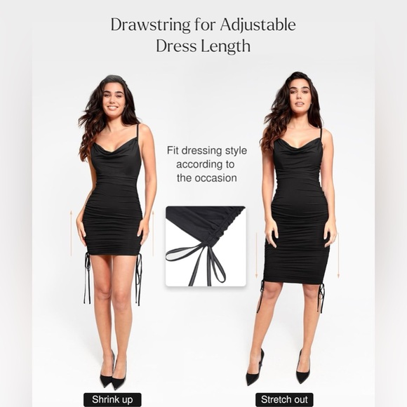 Popilush Women’s Built in Bra Shapewear Drawstring Adjustable Ruched Mini - Picture 3 of 8